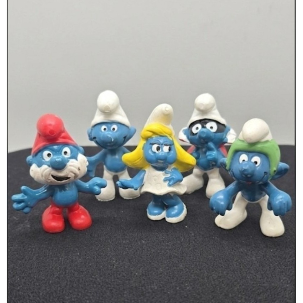 Vintage Schleich Peyo Smurfs Lot of 5 Papa Smurfette Spy Go Cart
